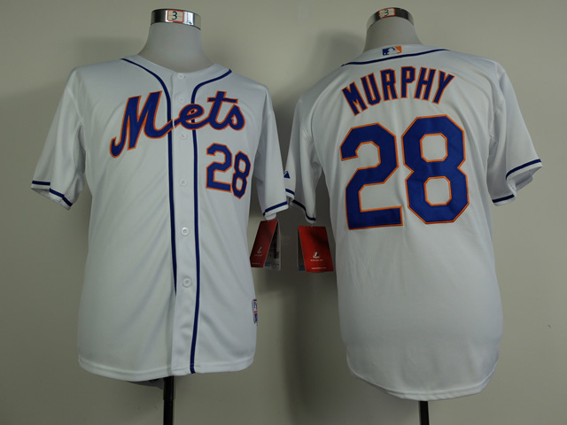 Men New York Mets 28 Murphy White MLB Jerseys
